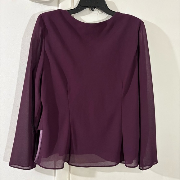 Studio I Purple Beaded Embellished Evening Blouse Top Long Sleeve Sz 18 Chiffon - Picture 4 of 14